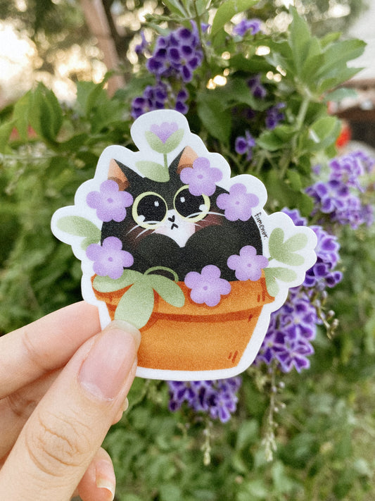 Gatito con Flores Sticker